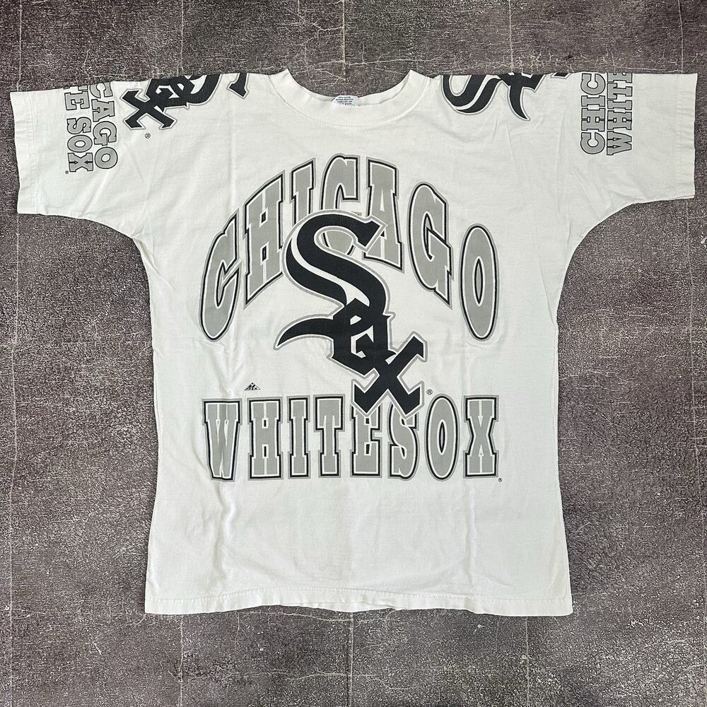 Mens Vintage 90s Apex One Chicago White Sox All Over Print AOP T Shirt Tee Sz XL